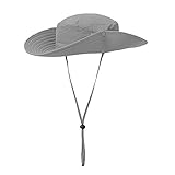 ISEYMI Sun Hat Multifunctional Outdoor Safari Hat Wide Brim Caps Sunblock Fishing Hat Bucket Mesh Boonie Hat UPF50+ Light Gray