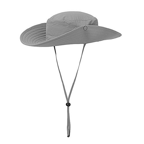 ISEYMI Sun Hat Multifunctional Outdoor Safari Hat Wide Brim Caps Sunblock Fishing Hat Bucket Mesh Boonie Hat UPF50+ Light Gray