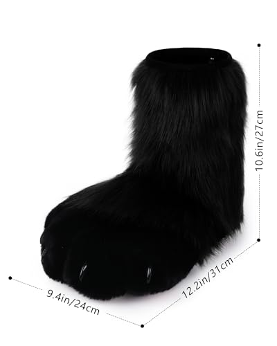 BNLIDES Cosplay Tier Katze Wolf Hund Fuchs Fursuit Füße Pfote Klaue Schuhe Pelzstiefel Kostüm Zubehör für Erwachsene, schwarz/pink, Free Size