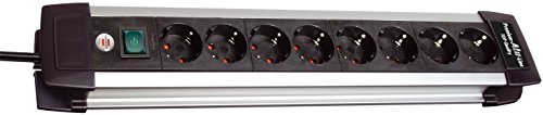 Premium-Alu-Line Steckdosenleiste 8-fach schwarz mit Schalter