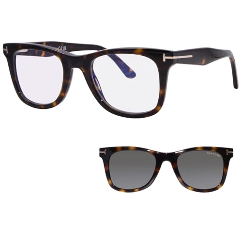Image of Tom Ford FT5970-B 052 Eyeglasses Men's Dark Havana Full Rim 50mm w /Clip On