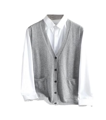 Men's V-Neck Vest Solid Color Knitted Cardigan Casual Cardigan Sleeveless Loose Sweaters