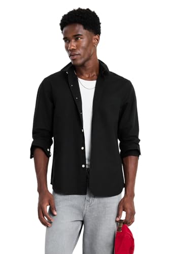 Image of SNITCH Men Casual Shirt | Regular Fit Full Sleeve Spread Collar Solid Pattern | Breathable Cotton Linen Blend & Lightweight Fabric for Summer, Vacation & Smart Casual Wear
