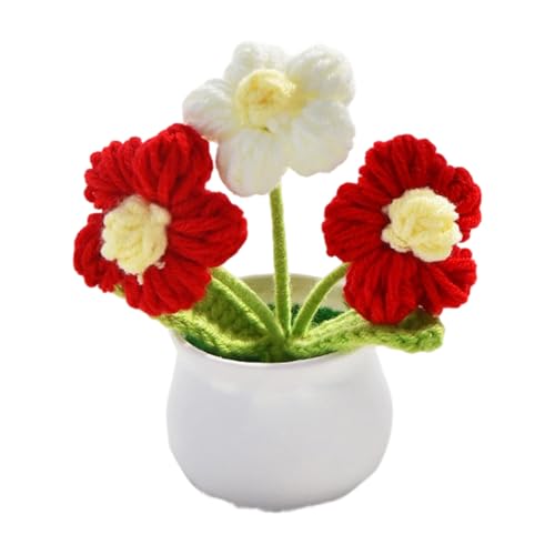 LUOFENG Bouquet de roses au crochet fait à la main en fil doux pour centres de table de mariage, maison, fête