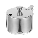 ZUNOXAZ Tarro de Especias de Acero Inoxidable con Cuchara Dispensador Versátil para Condimentos y Azúcar Diseño Compacto Resistente la Corrosión para Almacenamiento y Organización Cocina