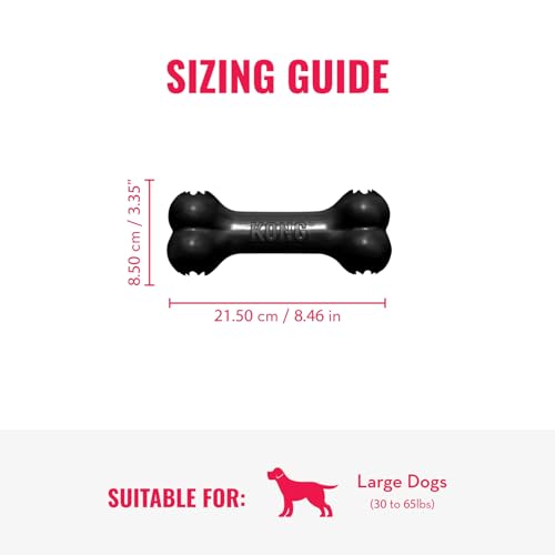 KONG Extreme Goodie Bone, Ultra-Durable Chew Toy for Aggressive Chewers, Natural Rubber, Bone Shaped Treat Dispenser, Promotes Dental Health, Stuff Dog Treats, Reduces Boredom, Large