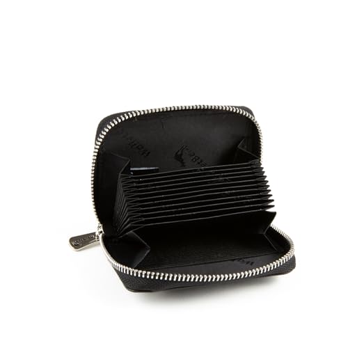 Women's Wallet Leather RFID Original Zip Accordion, 10 Card Slots, Vegetable Tanned Leather Black3
