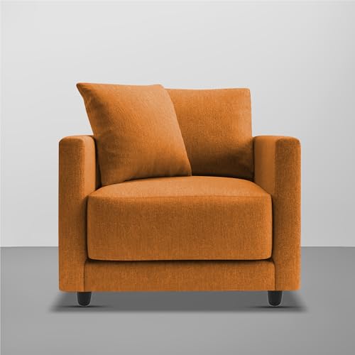 Image of Casaliving Dominic 1 Seater Sofa Set for Living Room (Orange Fabric) Premium Fabric Sofa