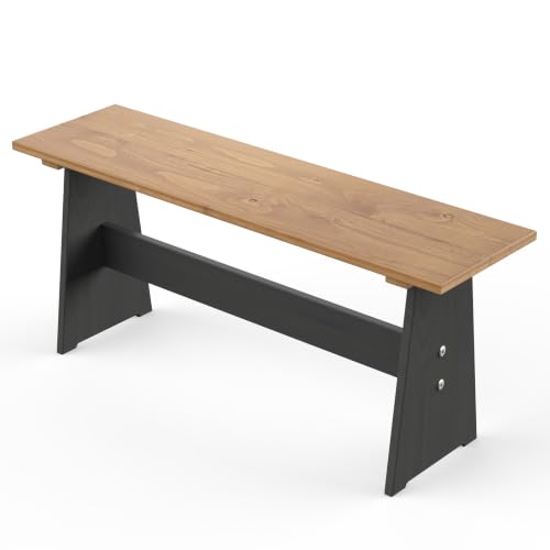 Image of Bench for Pain Breakfast Nook Table Set - Solid Wood Kitchen Nook Dining Bench for Corner Dining Table Set，2 People, Black