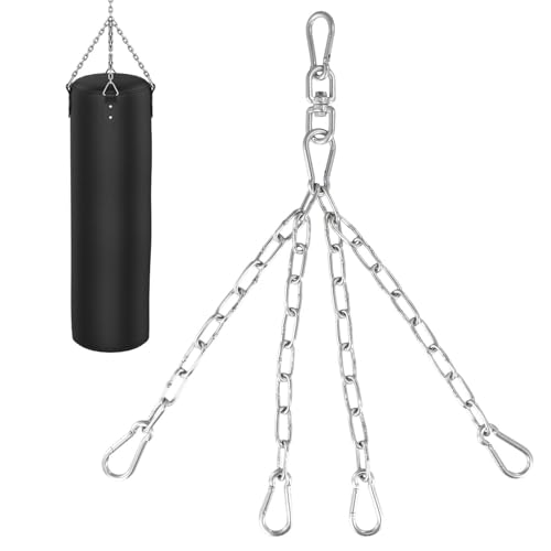 Cadena para Saco de Boxeo con 4 Ganchos, Rotación de 360 Grados Cadena de Suspensión para Saco de Boxeo, Cadena para Colgar Sacos de Boxeo, Longitud Total 49,5 cm, Soporta hasta 70 kg