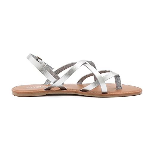 Image of Colgo Women's Summer Strappy Flat Sandals, Adjustable Casual Fisherman Sandal with Open Toe Slingback Gladiator Sandals