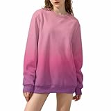 Sudadera de cuello redondo para mujer, gradiente de color, holgada, informal, informal, deportiva, ropa de calle, sudaderas sin capucha, blusa, tops, tallas grandes, para otoño e invierno, para niñas
