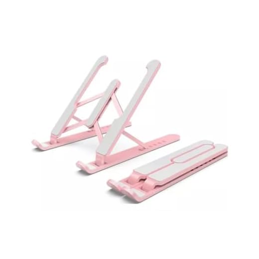 Base Suporte Rosa de Mesa Para Notebook Regulável Home Office (Rosa) MIURI