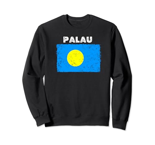 Palau, bandera de país con estilo grunge envejecido Sudadera
