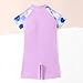 Girls Short Sleeve Rash Guard Zipper Front One Piece Swimsuits Patchwork Boyshorts Bathing Suit Swimwear for 4-13 Years