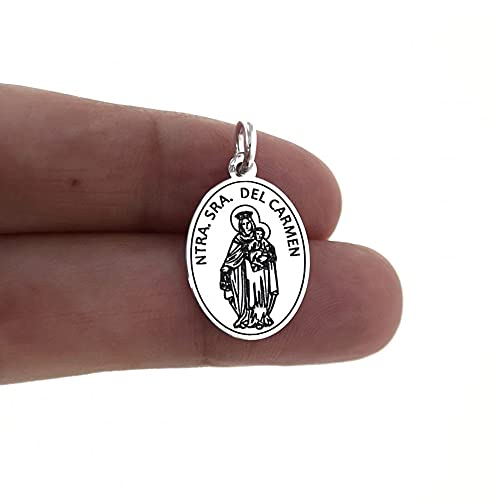 Medalla Ovalada de Plata 925 Virgen del Carmen