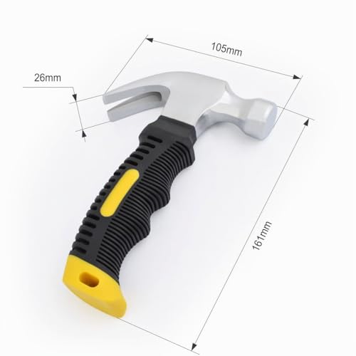 Miniatura 5 de Gunpla Martillo Carpintero Pequeño 8oz Martillo Encofrador De Garra Para Carpintería, Reparaciones Domésticas, Trabajos De Construcción Y Camping, Negro 227 Gram