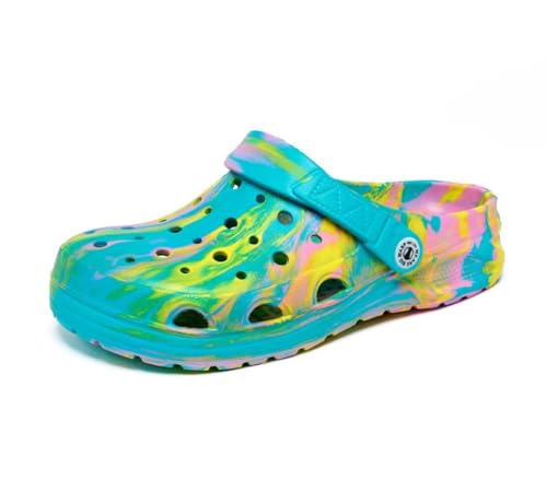 Image of Generic Boys&Girls Classic Marbled Tie Dye Clog shoes Camouflage Clogs size5, Blue Yellow
