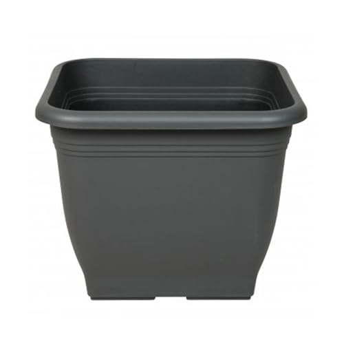 ReWu Pflanzkübel Pflanztopf Blumentopf Blumenkübel Kunststoff UV-Beständig Wetterfest Bodenlöcher Made in EU Eckig - Anthrazit 48 x 48 cm