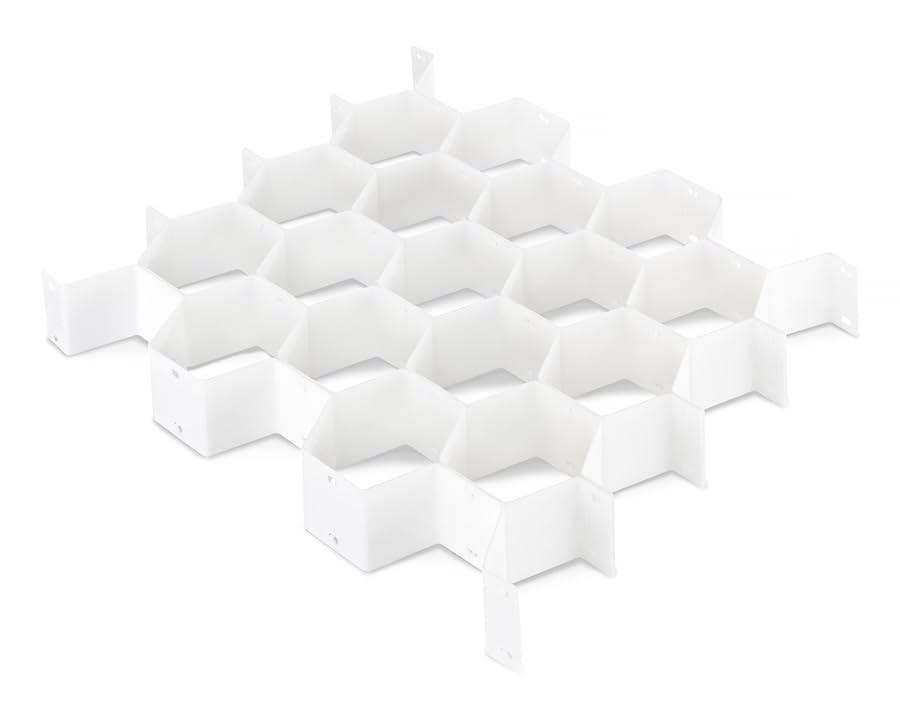 Whitmor Honeycomb Drawer Organizer, 6 PAck White