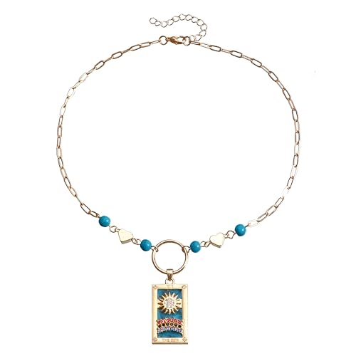 MWTSYSQ Tarot Card Necklace for Women and Girls, Vintage Tarot