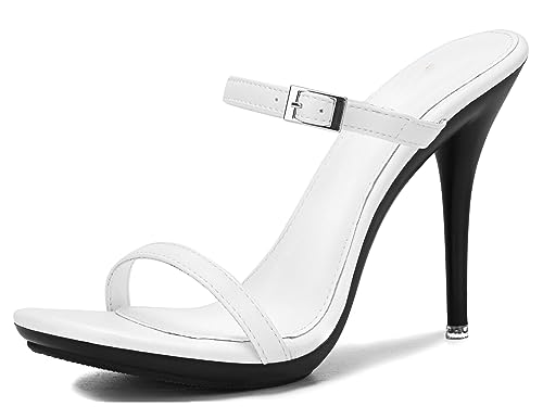 Sandales à talon aiguille femme chaussures d'été habillées à enfiler blanc taille 40 TM009