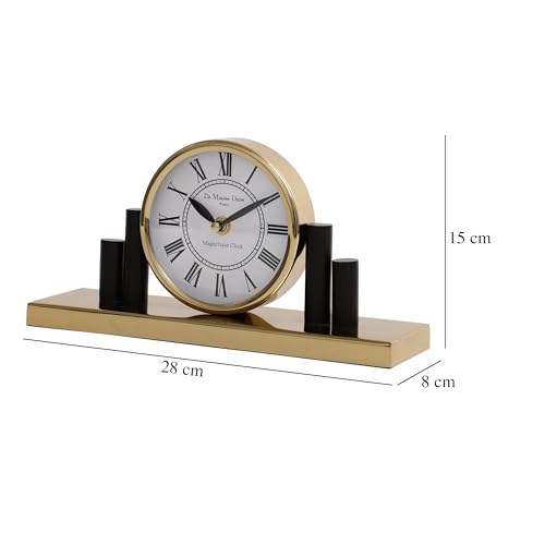 Image of Decor de Maison Brings Handcrafted Mitsuki Luxury Table Clock for KidsRoom, Living Room, Bedroom, Study Table| Classic Non-Ticking Tabletop Battery Operated Analog Desk Clock (Gold, Harbor Hour Table)