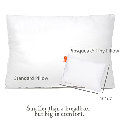 Pipsqueak Microfiber Pillow - Small, Mini, Tiny - 11 x 7 in - Perfect for Travel, Cars, Airplanes, Camping, Dogs, Toddlers, Kids, Lumbar, Knees and Neck - Ages 2 Yrs and Up