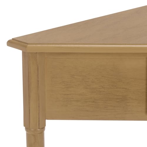 Image of SAFAVIEH Furniture - Gomez 1-Drawer Corner Table - Desert Brown - Solid Wood - Classic Corner Storage Design - Ideal for Entryway, Living Room, Home Office, 33.1 inch W x 17.3 inch D x 28 inch H (AMH5709L)