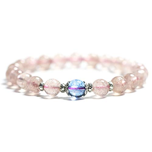 Rockyuブレスレットレディース 人気 数珠 ビーズ 水晶 クリスタルブレスレット ピング 青 150o 可愛い 乙女風