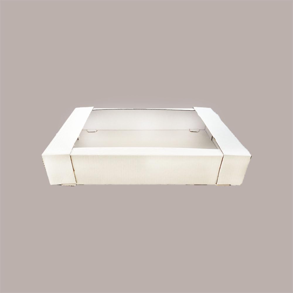 Lucgel Scatole Impilabili Aperte Rettangolari per Alimenti Cartoncino Bianco 40x63H10 cm - 10 Pezzi -