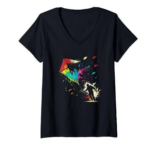 Flying Dragon Delta Kite Splash Art Kite Flying Wind Camiseta Cuello V