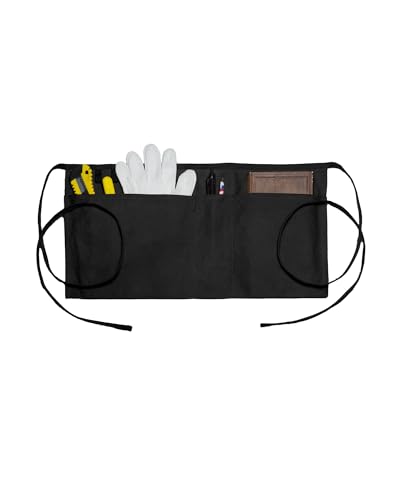 Shelvestar Canvas Work Waist Apron with 3 Pocket, Washable Tool Utility for Gardening Woodworkers Roofers Artists & Crafts Black