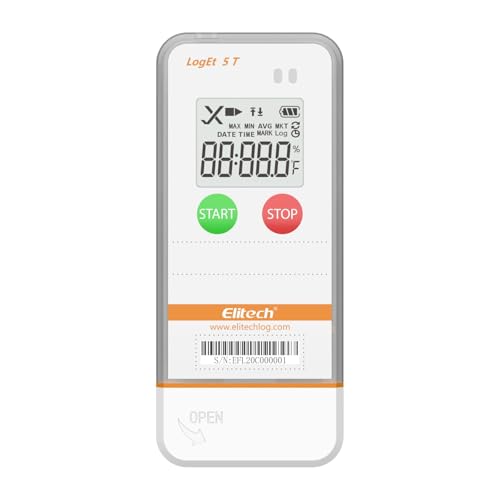 Elitech USB Digital Temperature Data Logger Reusable Recorder with Shadow Data 32000 Points, Auto PDF/CSV Report, for Windows/MacOS, Refrigerator Thermometer LogEt5T-5Pack