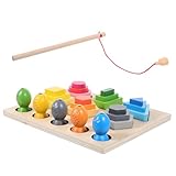 STOBOK 木製磁付き釣りおもちゃ 知育 木製ブロック 色認識 手と目の協調 男の子女の子用 釣りゲーム 教材