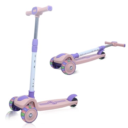 SWEETDREAM 子供用幅木板 ブレーキ付き スクーター 浮き板 子供用三輪車 高さ3段階調節 軽い 強い 方向転換 安定 発光車輪3個 子供用幅木板 折りたたみ式 持ち運び収納簡単 重さ100KG リアホイール ブレーキ、誕生日プレゼント、おもちゃ、ギフト、子供…