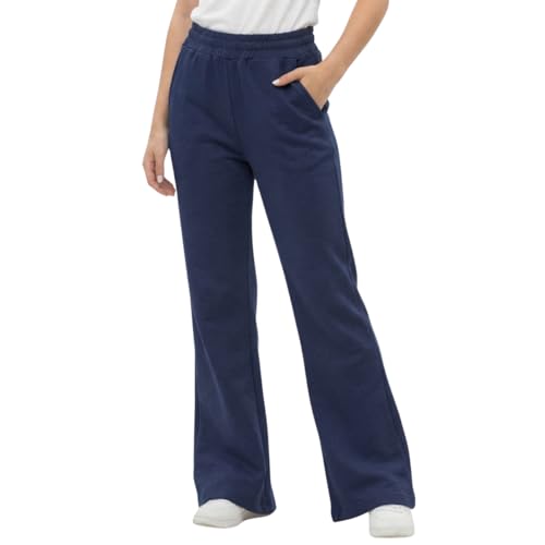 Image of WELAKEN Girls Sweatpants for Casual & Athletic - Kids Flared Pants Bell-Bottom Trousers with Pockets