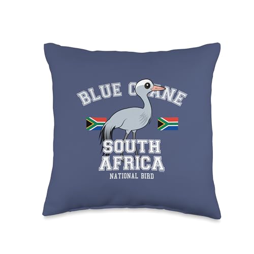 Blue Crane National Bird of South Africa Cute Cartoon Bird Throw Pillow