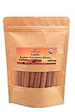 Organic Ceylon cinnamon sticks, True or Real Cinnamon, Premium Grade, Harvested from a USDA Certified Organic Farm in Sri Lanka 1 oz / 28 g (3' cut 6 to 7 sticks) | This is not cassia and ceylon cinnamon is not stronger in flavor like cassia