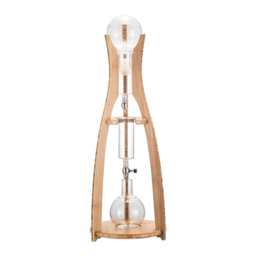 Coffee Cold Brew Drip Tower, 500ml/16.9oz Cold Brew Coffee Maker, Wood Frame, with 10s Flow Adjustable Valve, Can Brew 5-8 Cups Of Coffee, for Home, Office & Shops