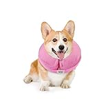 MCHY Inflatable Dog Cone,Adjustable Recovery Collar for Dogs After Surgery,Prevent from Biting & Scratching,Not Block Vision (Pink, M-Neck 10''- 14'')
