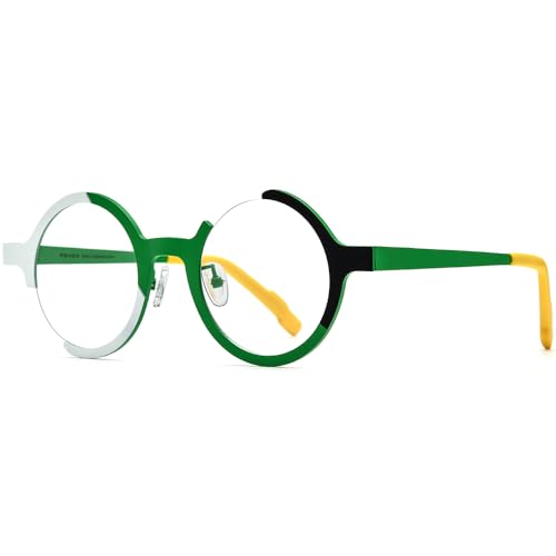 Image of FONEX Colorful Pure Titanium Glasses Frame Women Retro Round Eyeglasses