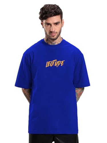 Image of LEOTUDE Men's Cottonblend Oversized Round Neck T-Shirt | T Shirt for Man