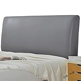  Housse de tête de lit imperméable universelle pour lit double/simple - En cuir synthétique respectueux de l\'environnement - Protection durable pour meubles de chambre à coucher - Gris clair