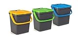 Ecoplast ECP35 Lot de 3 poubelles fermées EcoPlus pour collecte différenciée écologique 35 litres, multicolore, 43 x 36 x H43,5