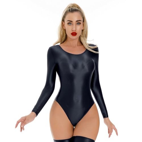 Body à manches longues femme brillant pour lisser les imperfections