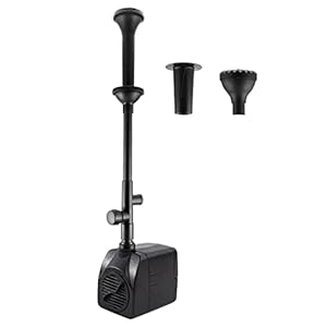 Vijverpomp met filter, kleine verstelbare aquariumpomp, mini-dompelpomp, pomp voor aquaria, tuinpomp met 3 sproeiers 220 V, tuindecoratie, waterval, fontein, vijver, 2000 l/h 25 W