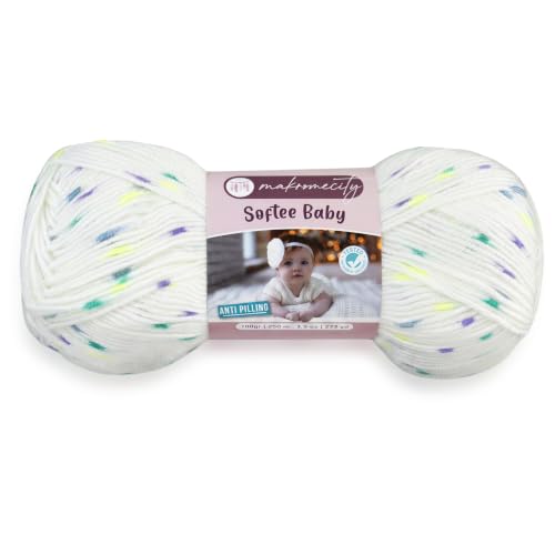 Image of Makromecity Softee Baby Yarn,%100 Premium Anti-Pilling Acrylic, 3.5 Oz, 273 yd (100gr /250 mt), Soft Yarn for Crocheting and Knitting (Neon Speckle, 1 Skein)