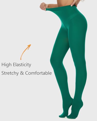 Image of DUCMODA Womens 80 Denier Opaque Tights, Women's Soft Solid Color Footed Pantyhose, High Waist Stocking with 30+ Colors