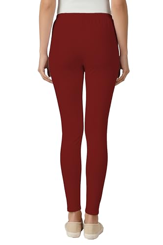 Image of Women's Cotton Lycra Ankle Length Leggings | Regular Rise, Soft 4 Way Stretch Fabric | Casual & Ethnic Wear